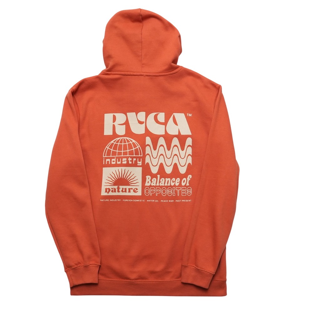 RVCA Pullover Hoodie Mens XS Orange Balance of Opposites Graphic 23B4102400